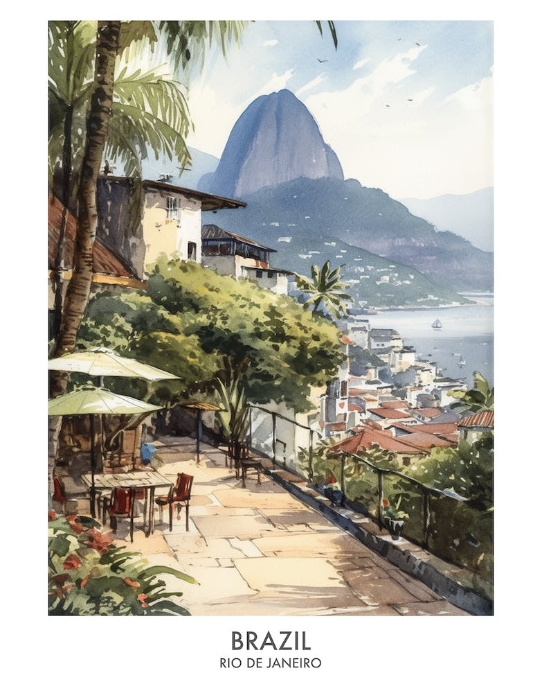 Rio De Janeiro, Brasilien 6 Aquarell Reiseplakat