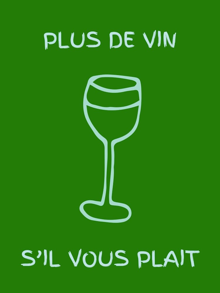 Wine Glass Kitchen Poster Bright Green