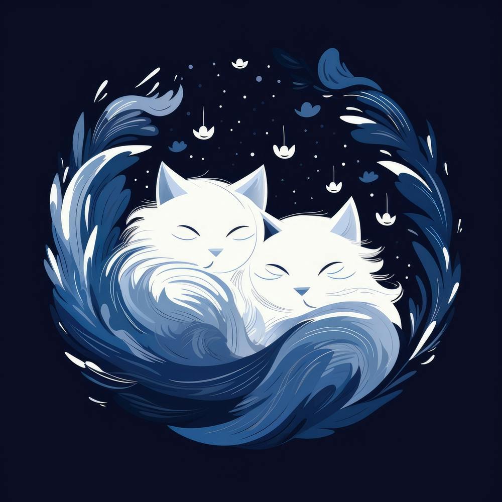 Two White Cats Sleeping