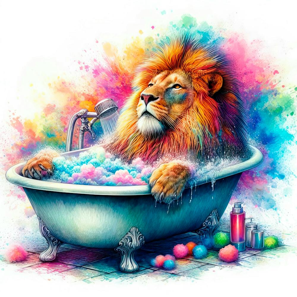Bathing Lion 1