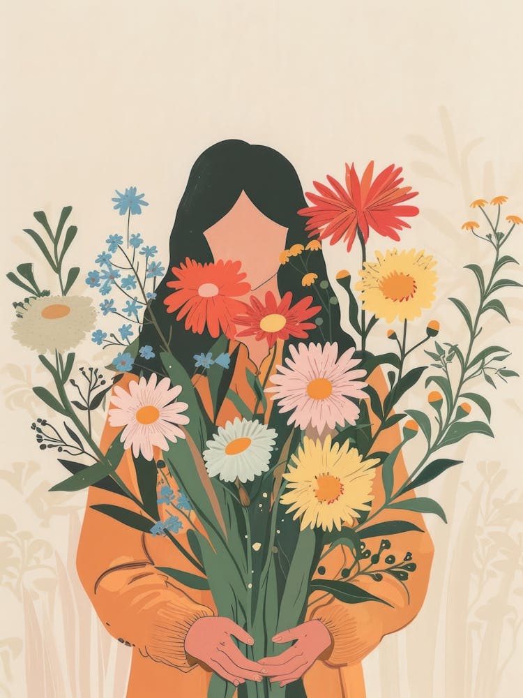 Spring Girl With Wild Flowers 1