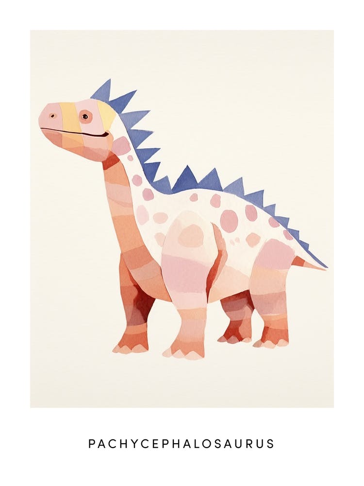 Nursery Dinosaur Art Pachycephalosaurus 6 Poster