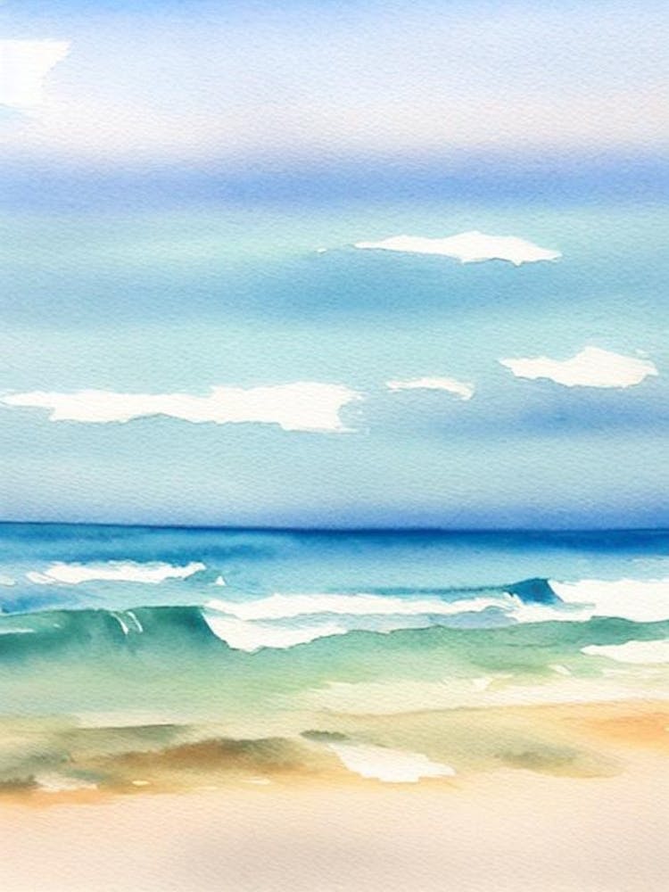 Surfers Paradise Beach, Australia Aquarell