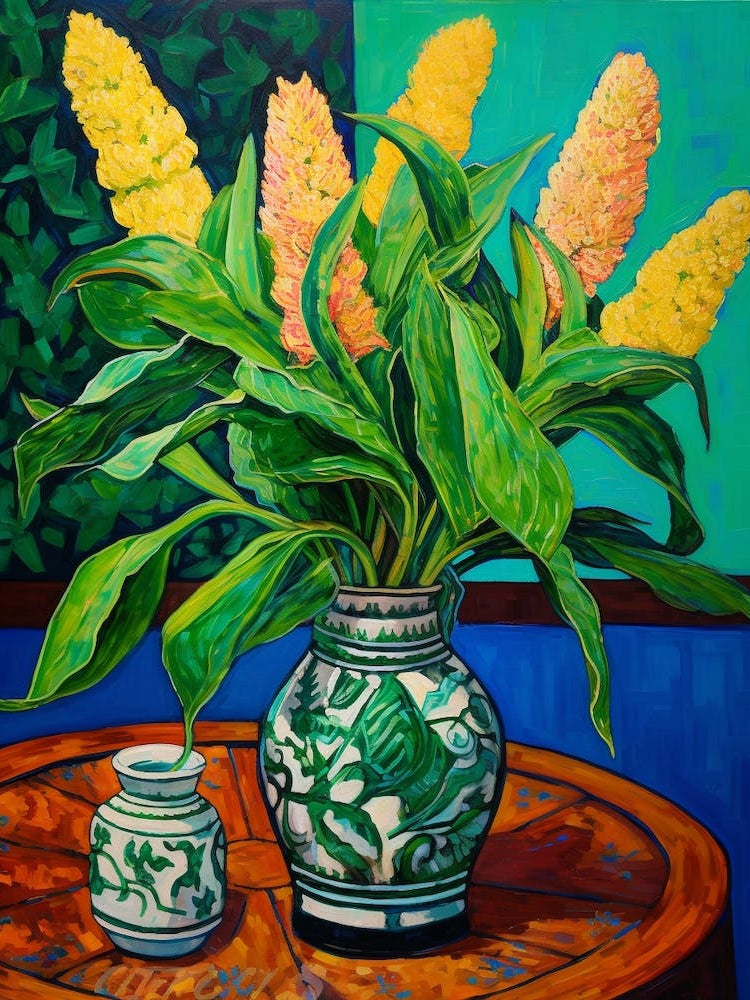 Flowers In A Vase Still Life Painting Celosia 2