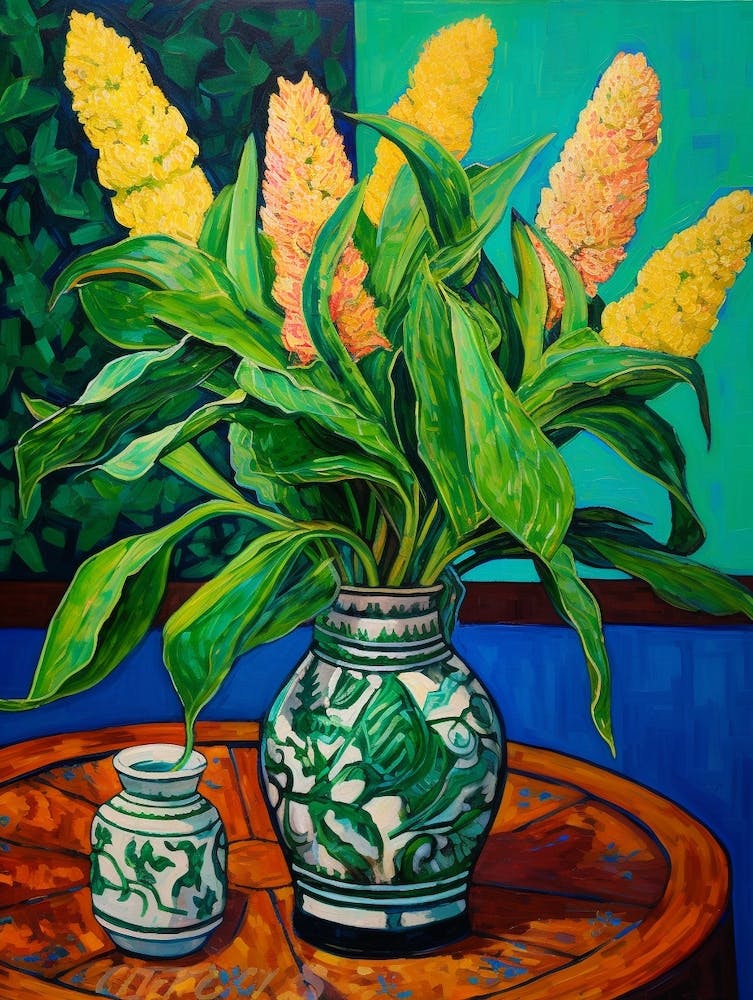 Flowers In A Vase Still Life Painting Celosia 2