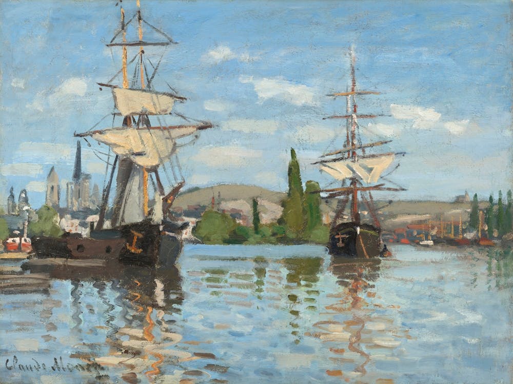 Ships Riding On The Seine At Rouen , Claude Monet