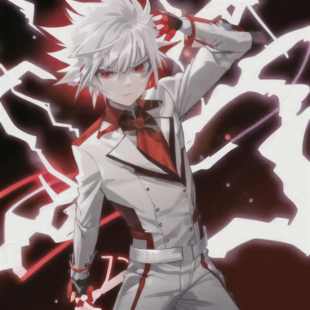 Anime-Charakter mit weißen Haaren