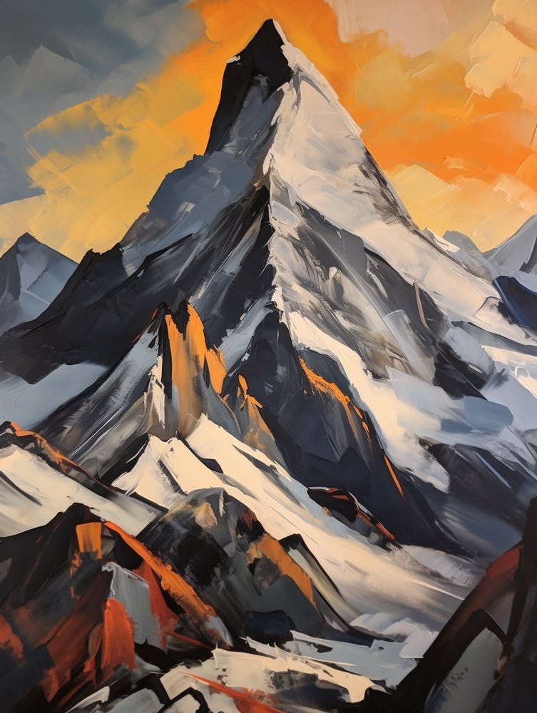 K2 Pakistan China 3 Mountain Painting
