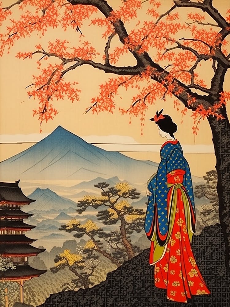 Mount Fuji, Japan Vintage Travel Art 4
