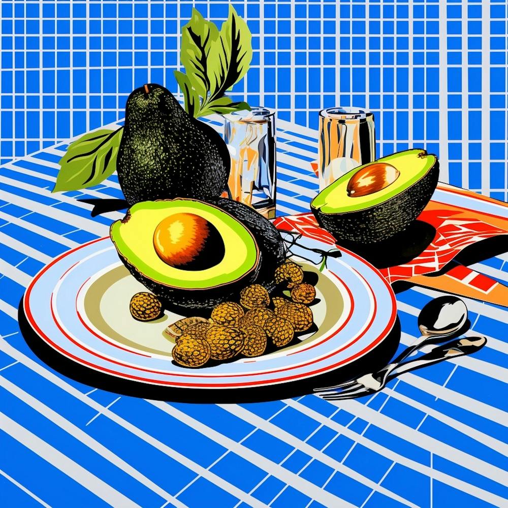 Avocado Blue Checkerboard