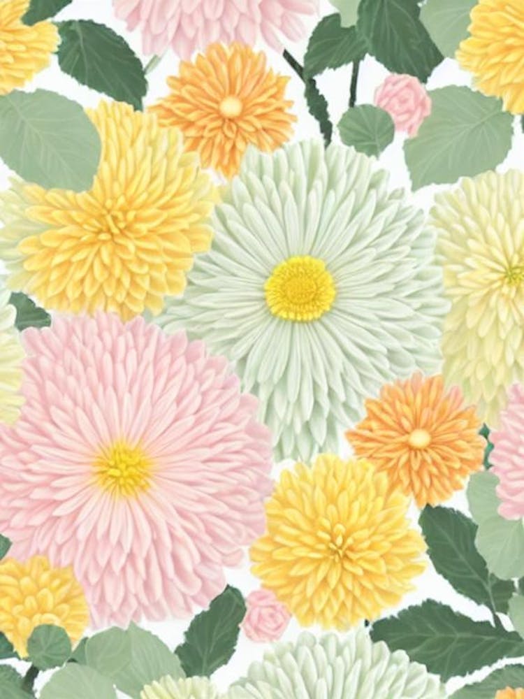 Chrysanthemums Pastel Floral 1 Flower