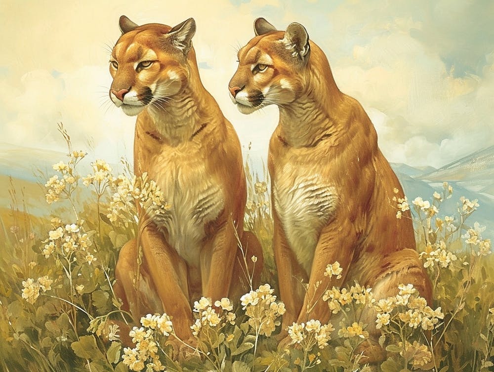 Floral Animal Illustration Puma 4