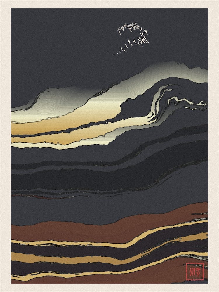 Abstract Landscape Inspired By Minimalist Japanese Ukiyo E Painting Style 12