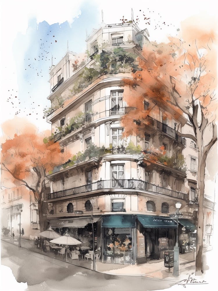 Palermo Buenos Aires Neighborhood, Watercolour 8