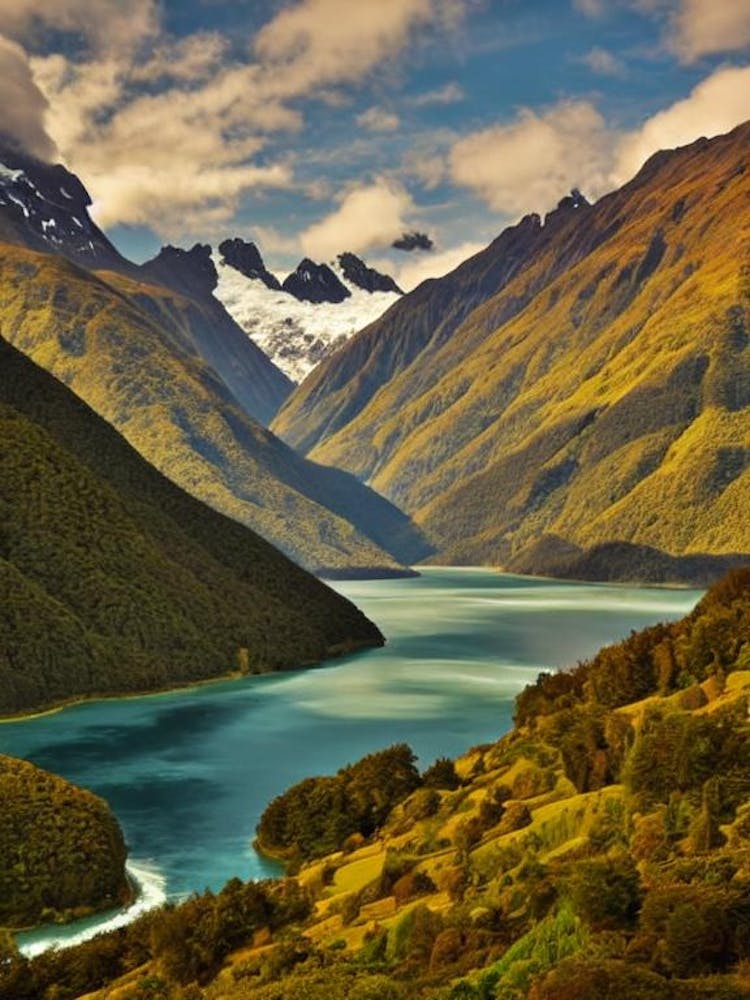 Fiordland National Park New Zealand Vintage Poster