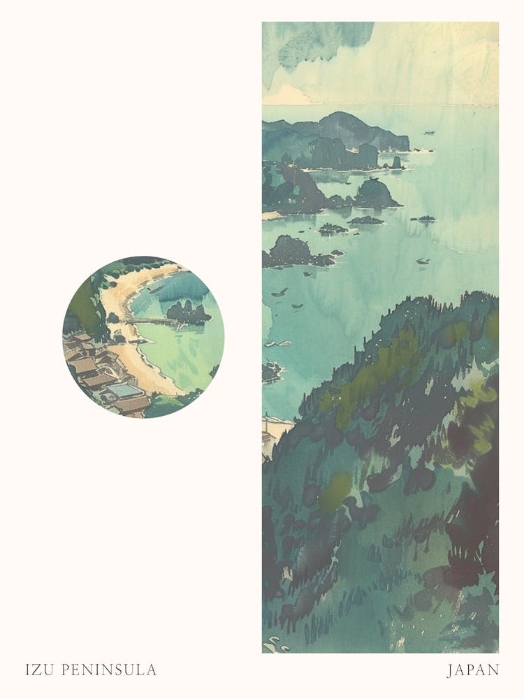 Izu Peninsula Japan 3 Cut Out Travel Poster
