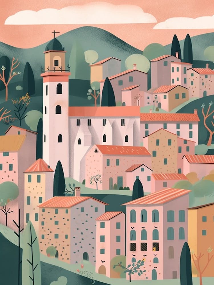 Gubbio, Italy Illustration