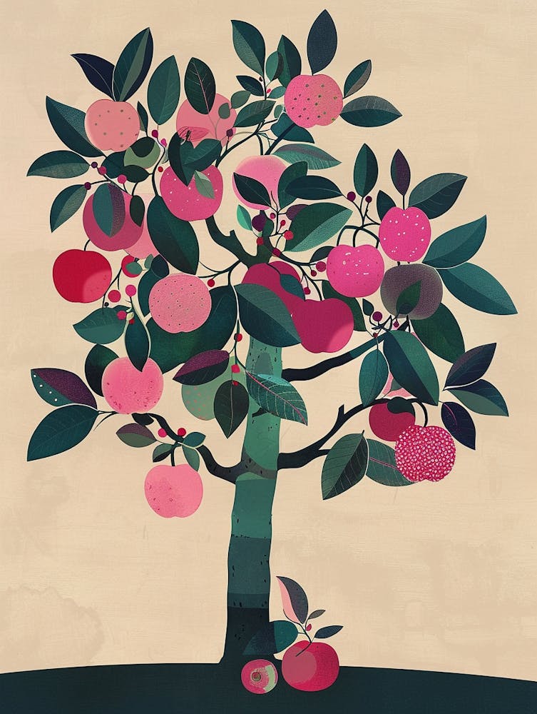 Apple Tree Colourful Illustration 3