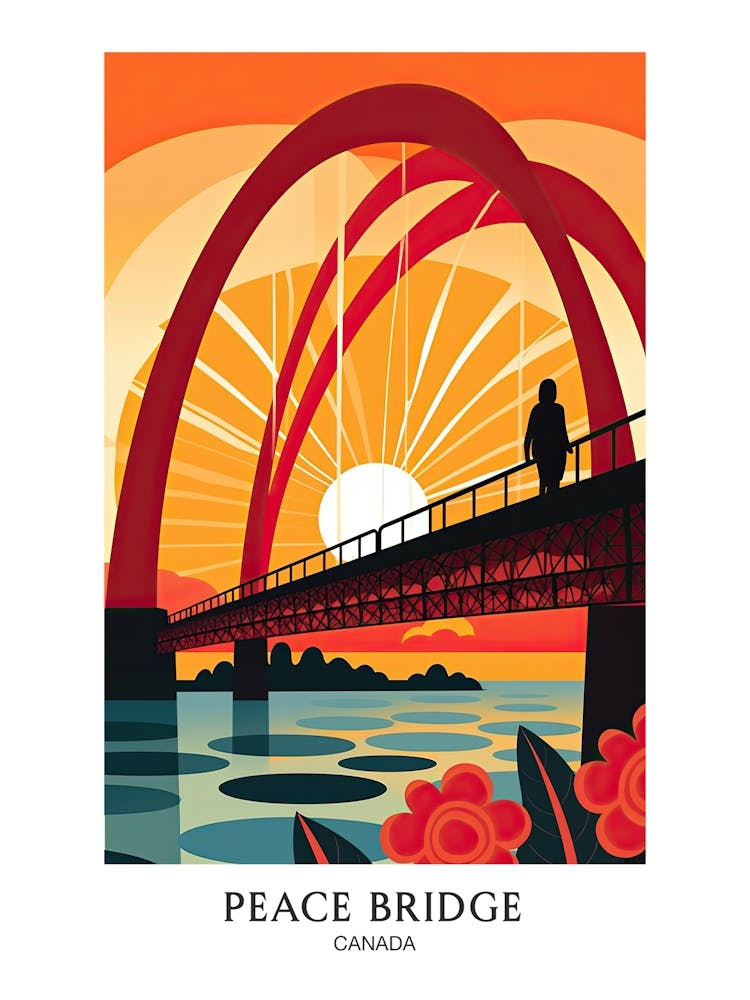 Peace Bridge, Canada, Colourful 1 Travel Poster