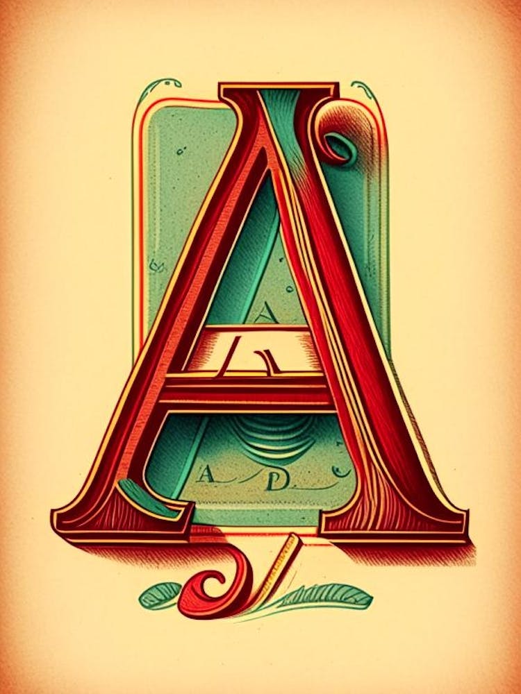 A, Letter, Alphabet Vintage Sketch 3