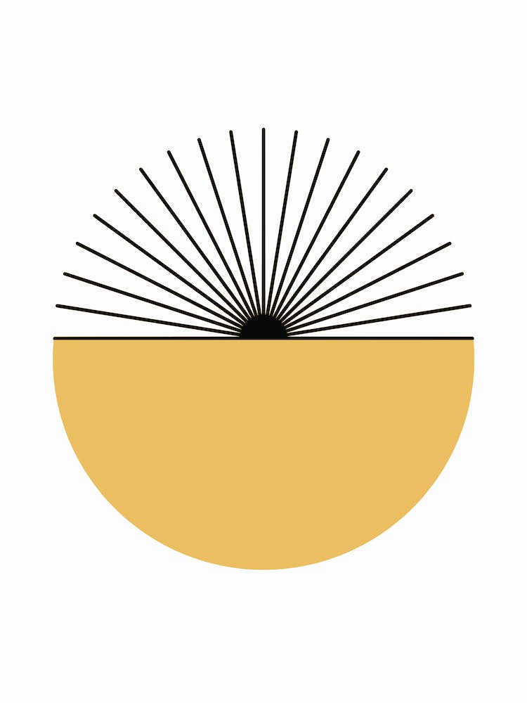 Sun Rays Yellow Minimal Mid Century Abstract