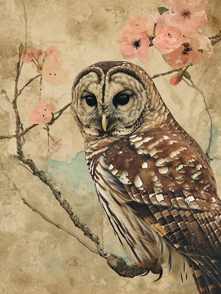 Barred Owl Japanese Painting 2
