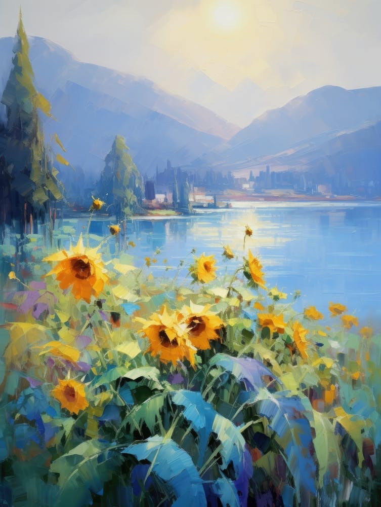 Sunflowers By The Lake 4