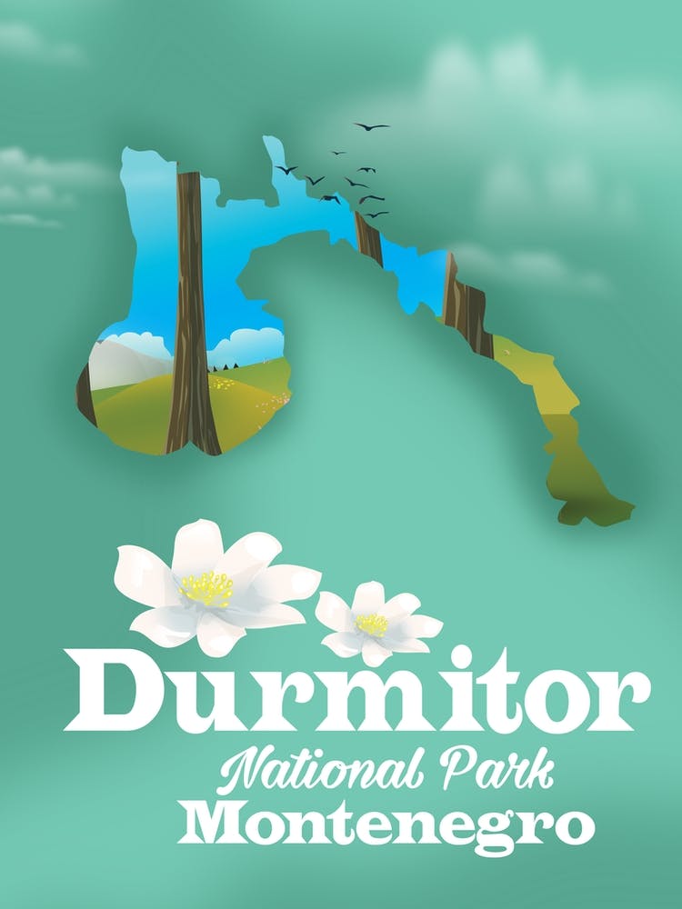 Durmitor National park Montenegro travel map