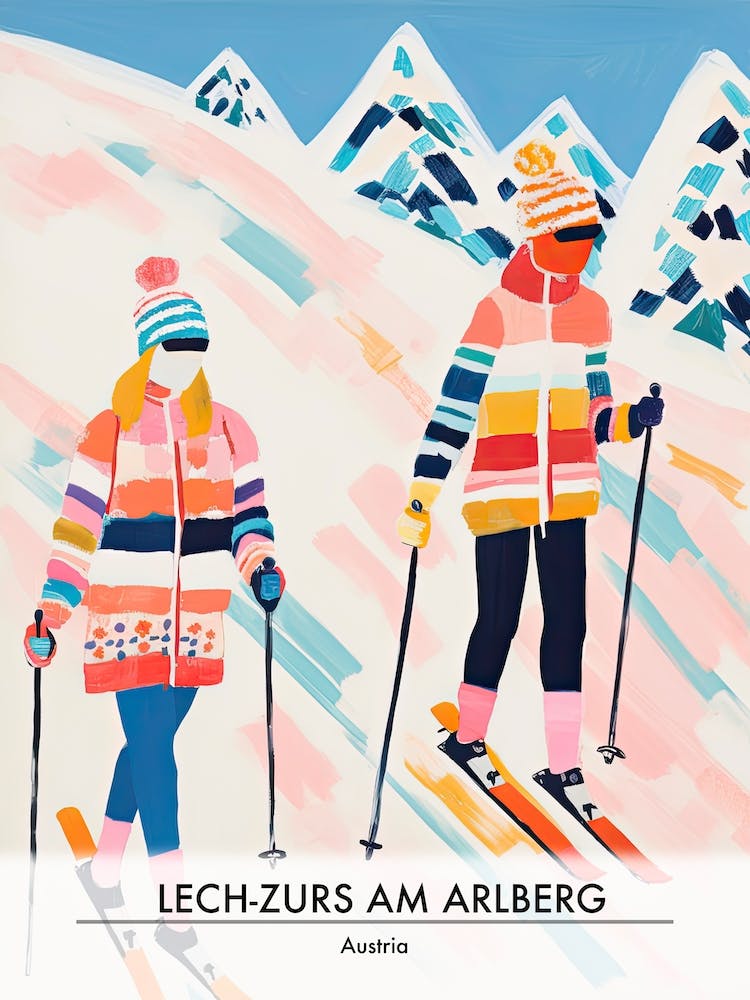 Lech Zurs Am Arlberg   Austria, Ski Resort Poster Illustration 3