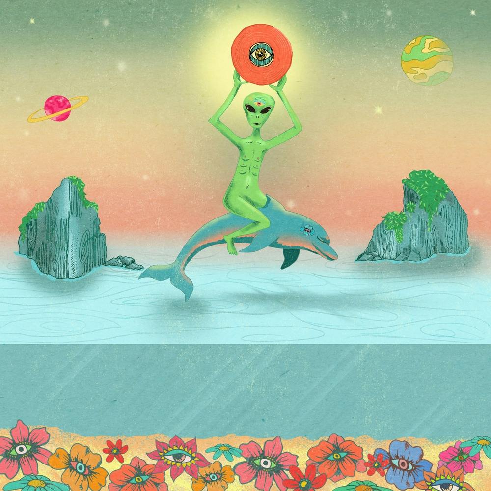Alien Riding A Dolphin Square