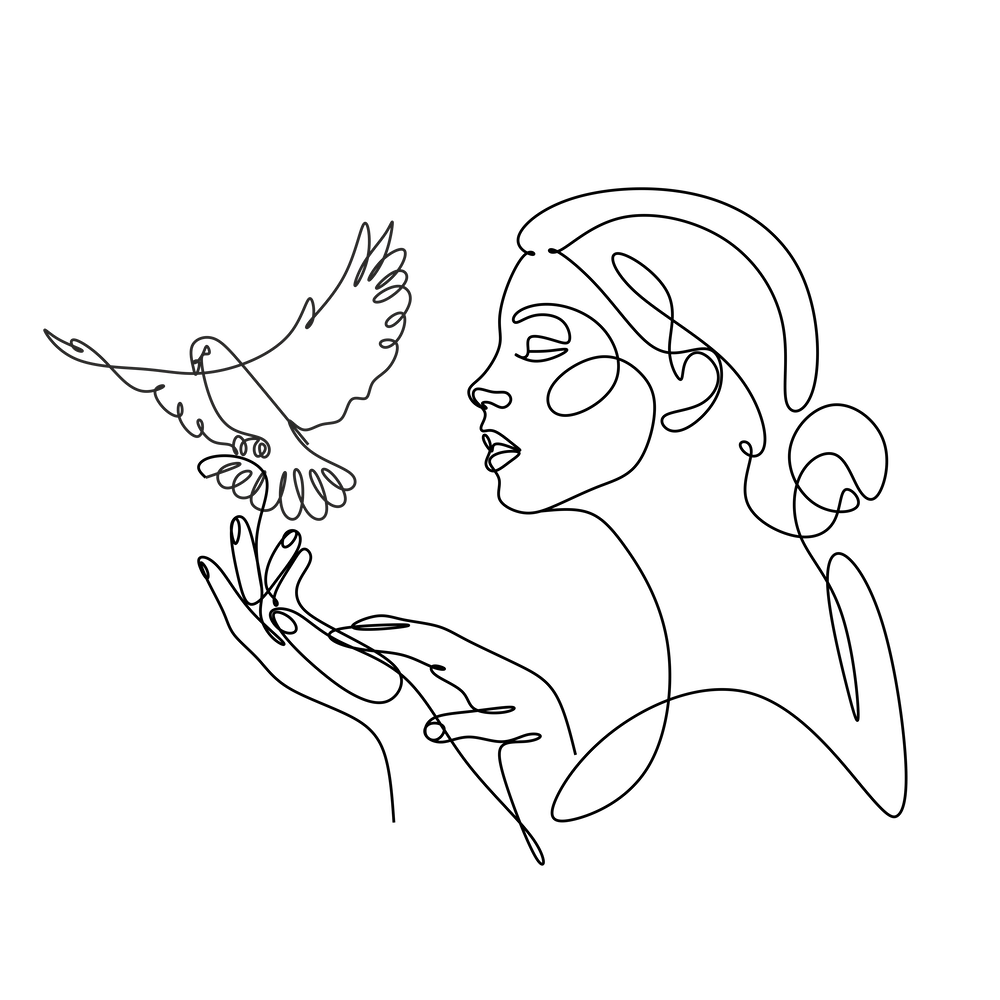 Dove In Flight One Line