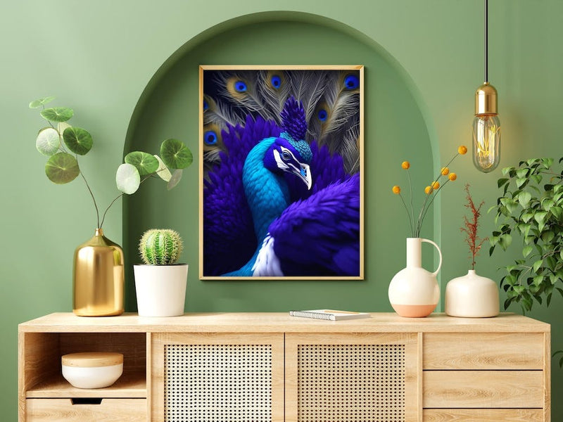 Hd Ai Generated Purple Peacock Wall Art
