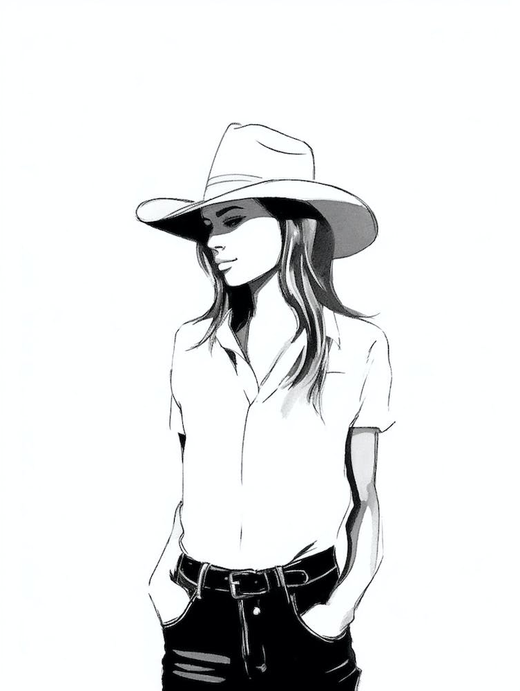 Minimalist Cowgirl Illustration