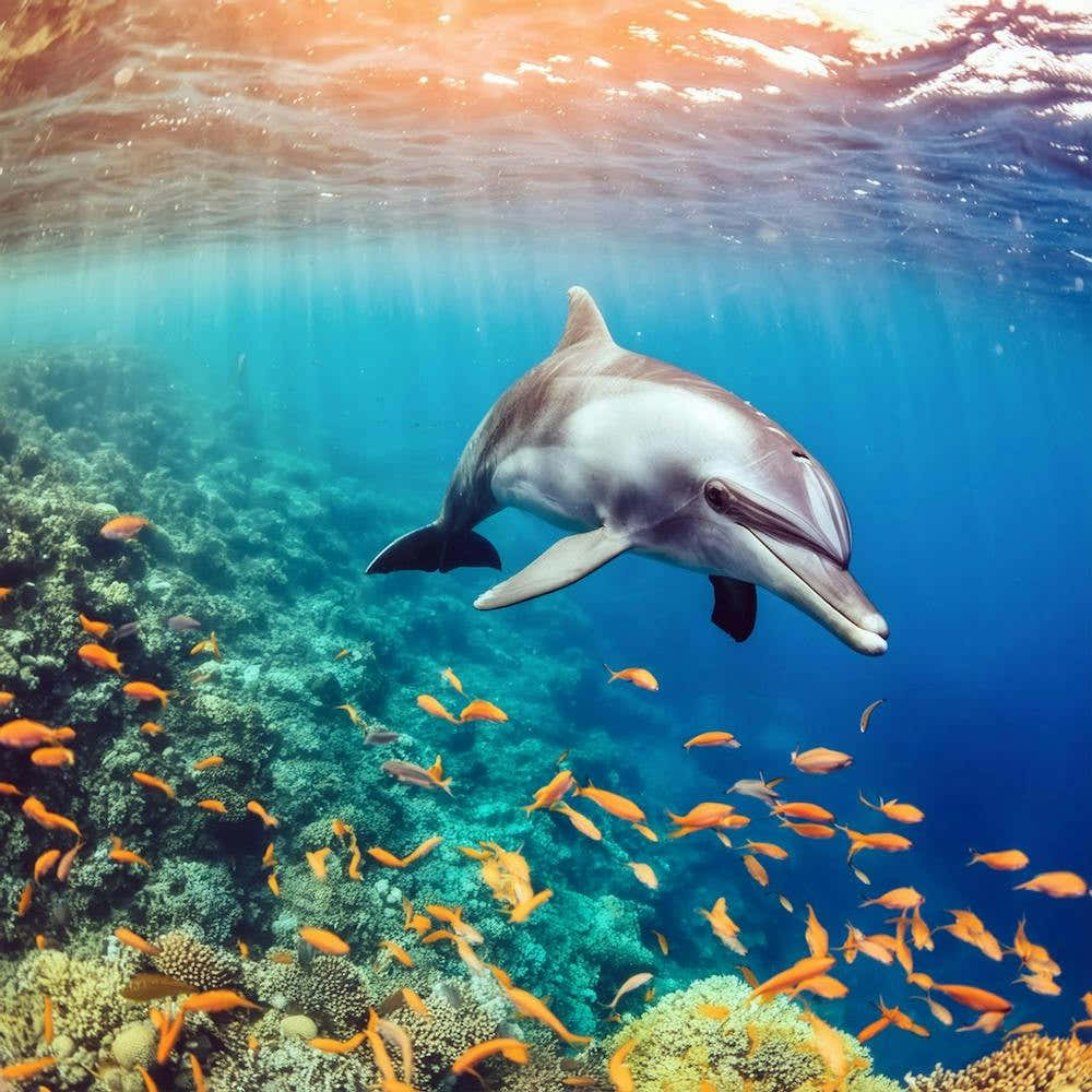 Dolphin Swimming In The Sea