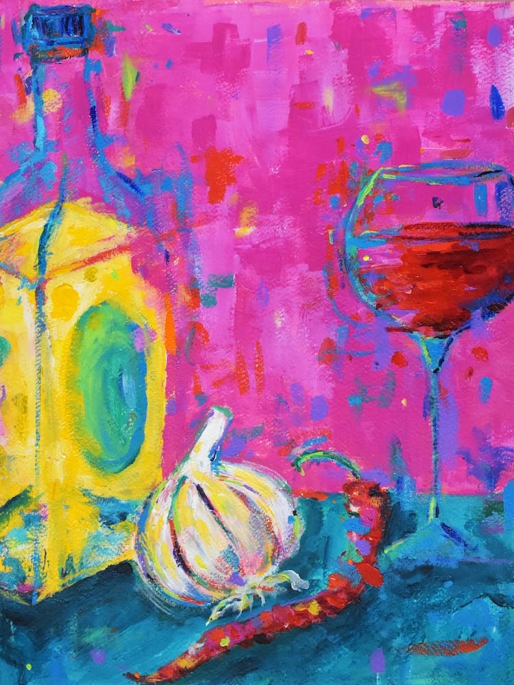 Oil, Garlic, Chili, Red Wine