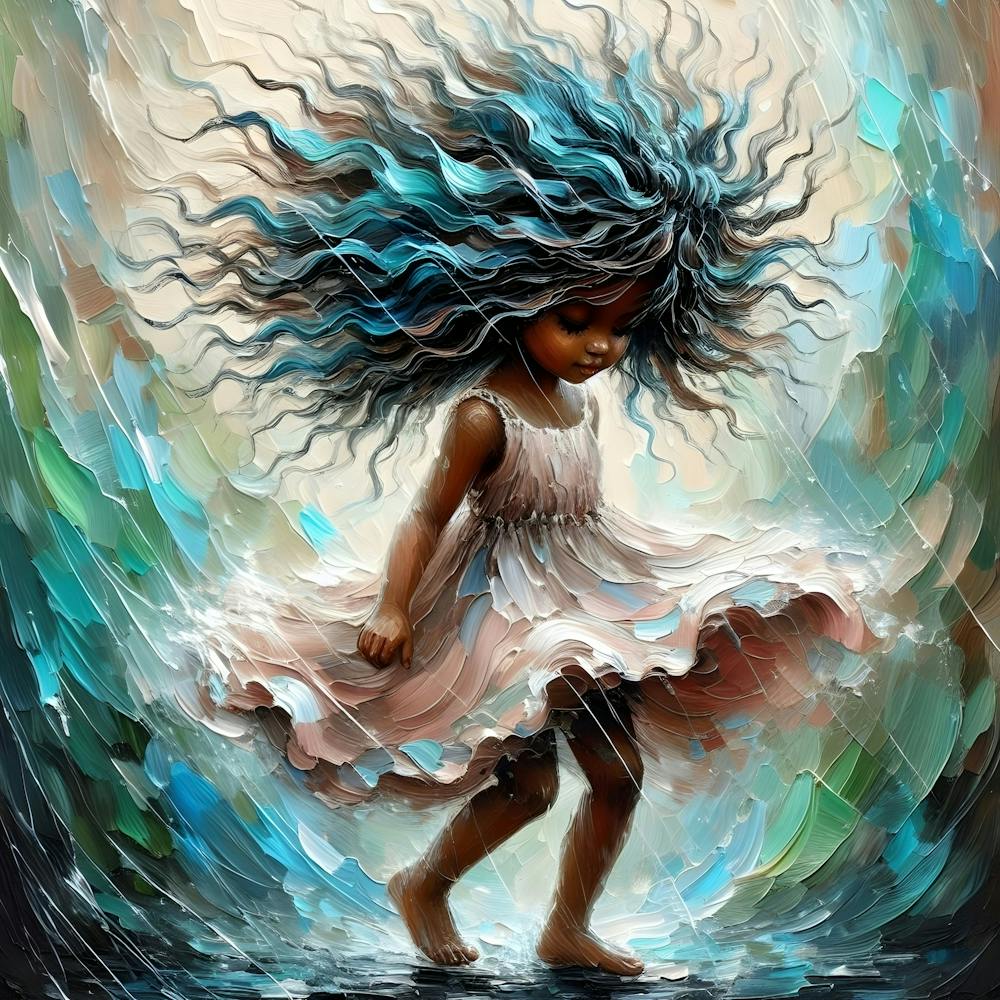 Rainy Day Rhapsody Ethereal Girl Oil Painting