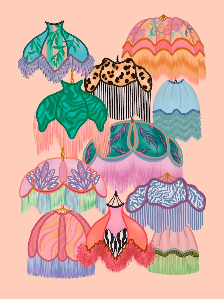 Vintage Lampshade Pattern Clash