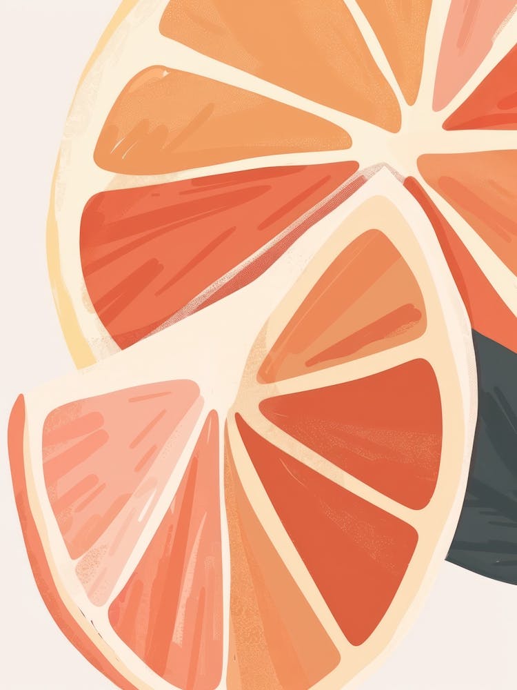 Grapefruits Close Up Illustration 5