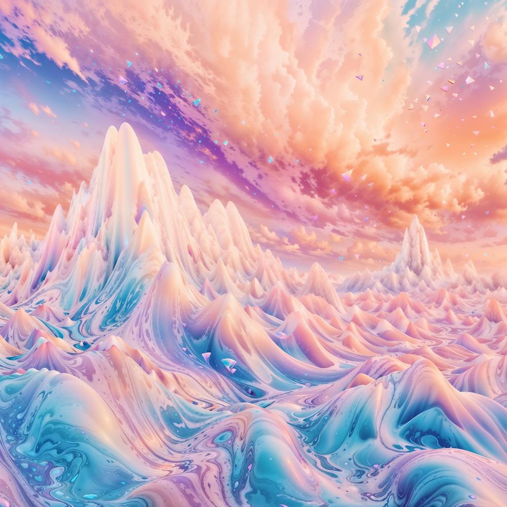 Icy Mountainscape At Sunset