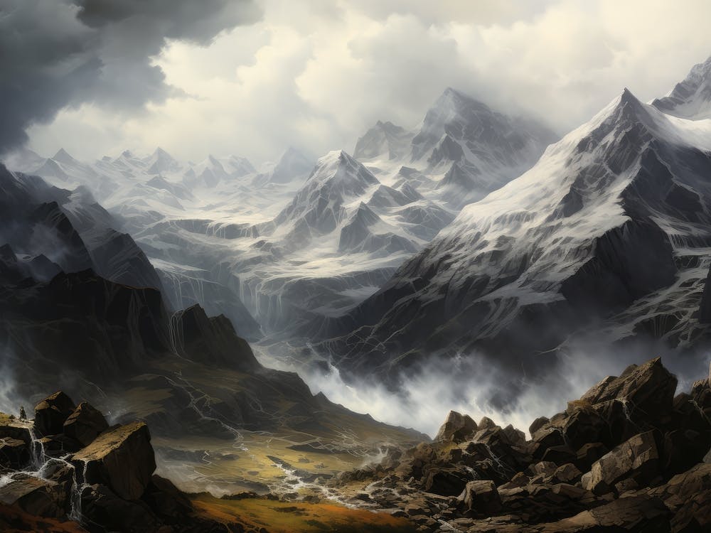 Rustic Winter Mountain Landscape