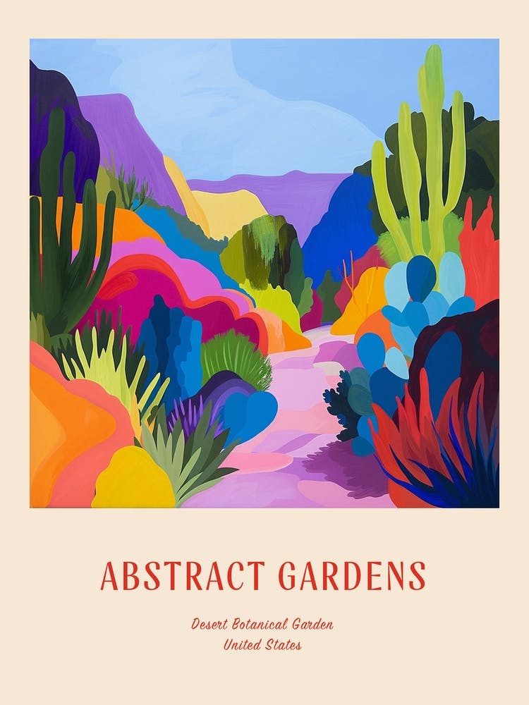 Colourful Gardens Desert Botanical Garden Usa 2 Red Poster