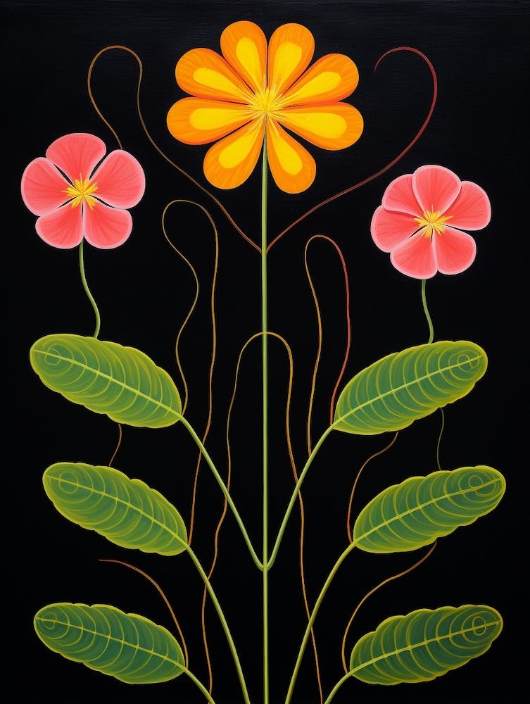 Portulaca 4 Hilma Af Klint Inspired Flower Illustration