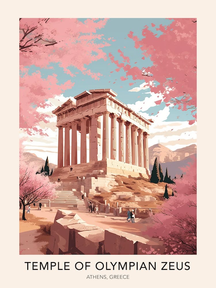 The Temple Of Olympian Zeus Athens Greece Travel Poster