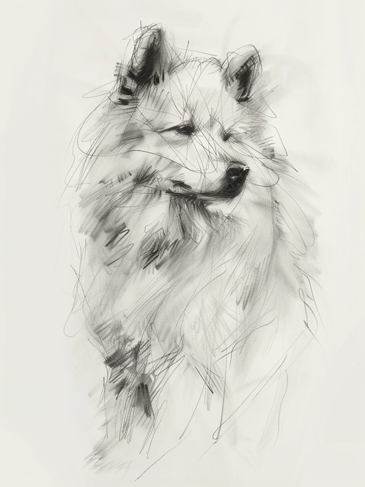 Samoyed Dog Charcoal Line 1