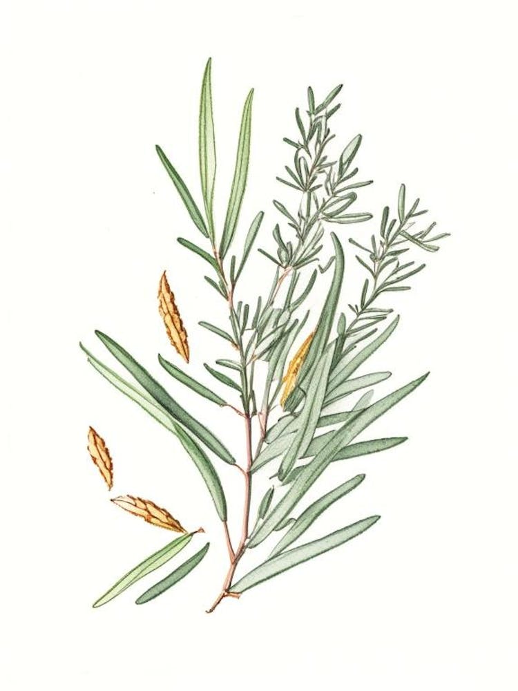 Tarragon Spices And Herbs Pencil Illustration 1