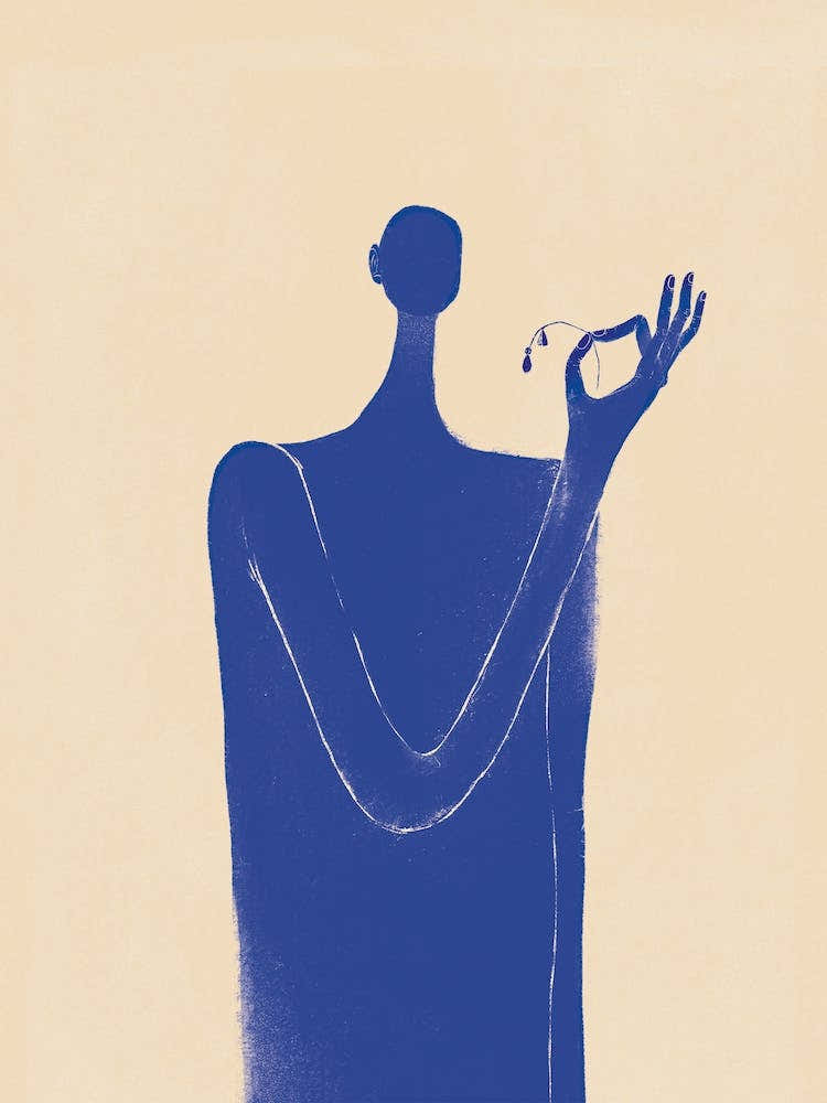 Hope, Blue giant holding a dead flower