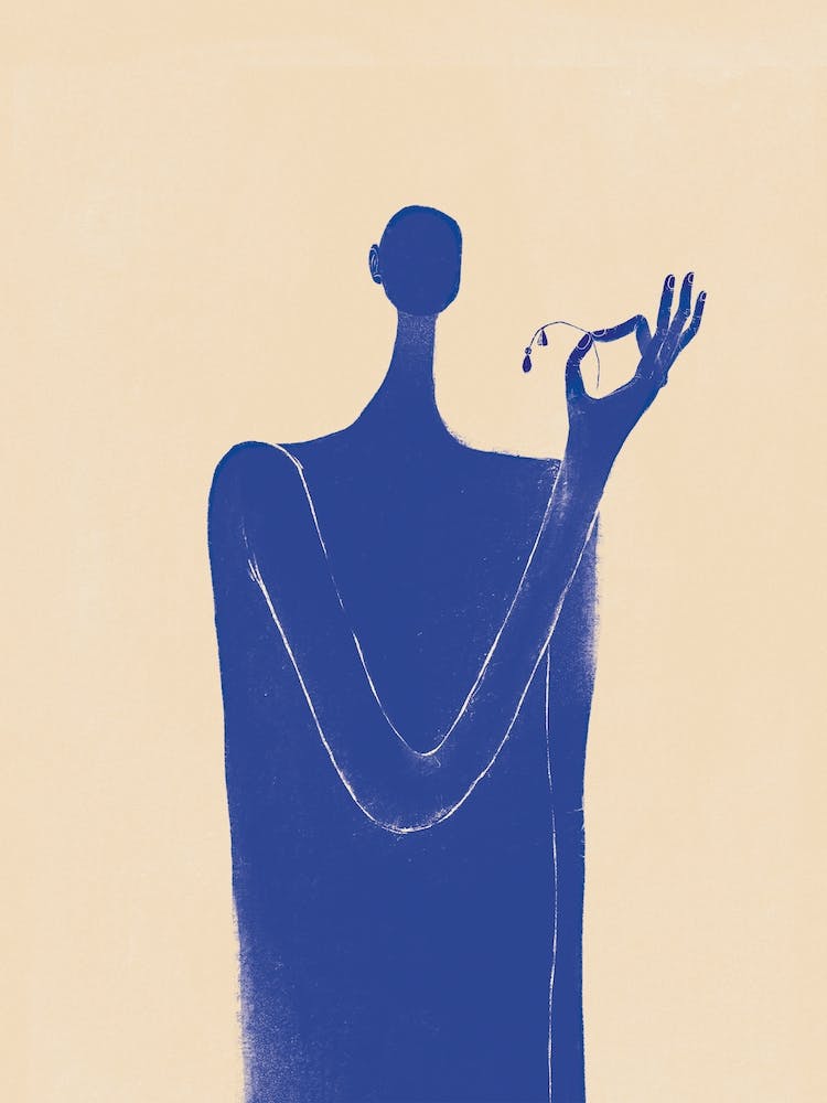 Hope, Blue giant holding a dead flower