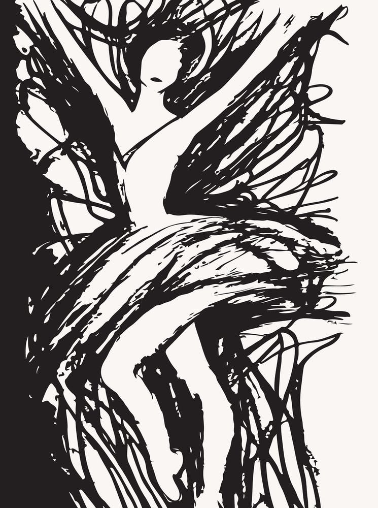 Ballerina Black and White Abstract