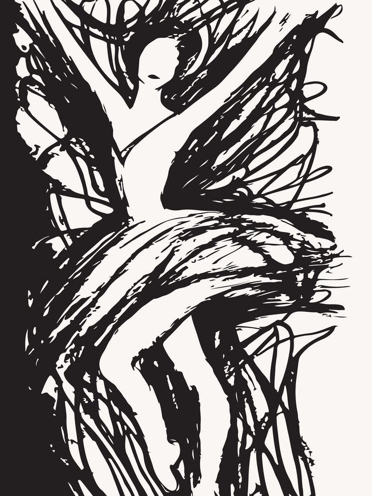Ballerina Black and White Abstract