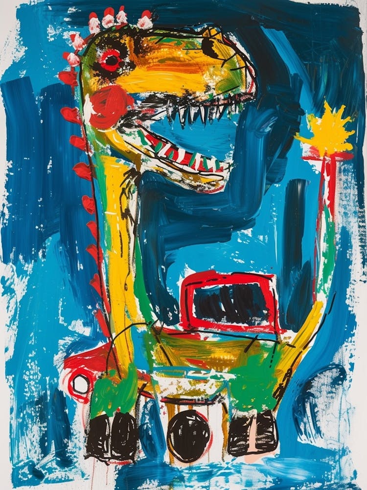 Abstract Dinosaur Paint Splash In Car 1